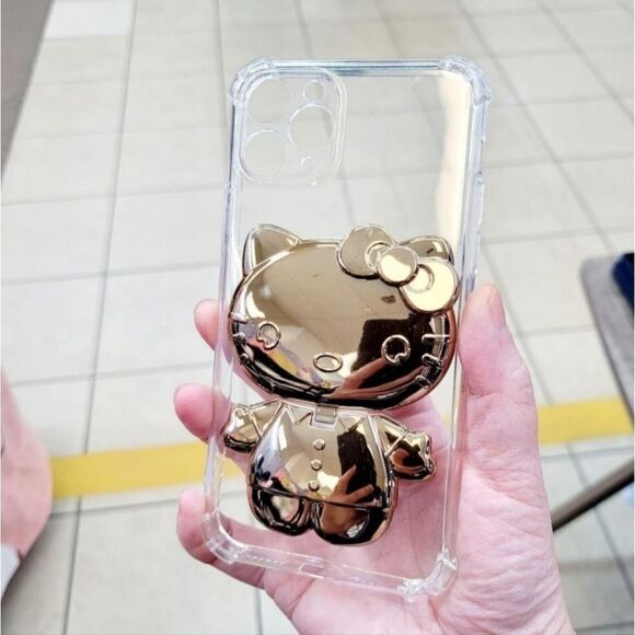 Brand New Sanrio Hello Kitty Gold & Purple Cell Phone Case Mirror & Stand - Picture 2 of 7